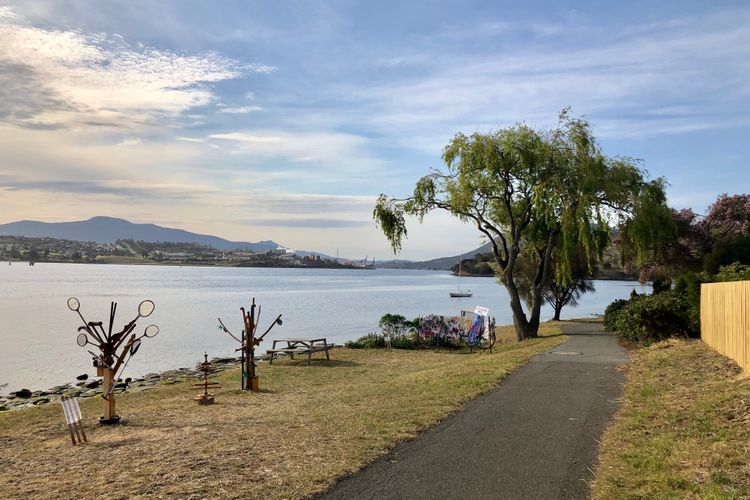 Deep Blue Wow views over river city mountain