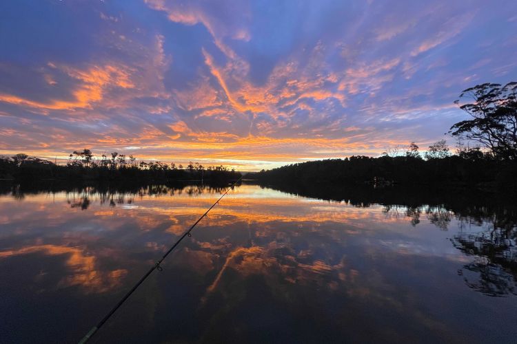 Idyllic Sunset while fishing on Lake Conjola 