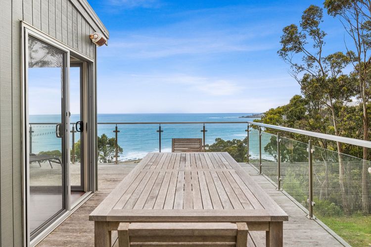 Spacious deck with outdoor furniture