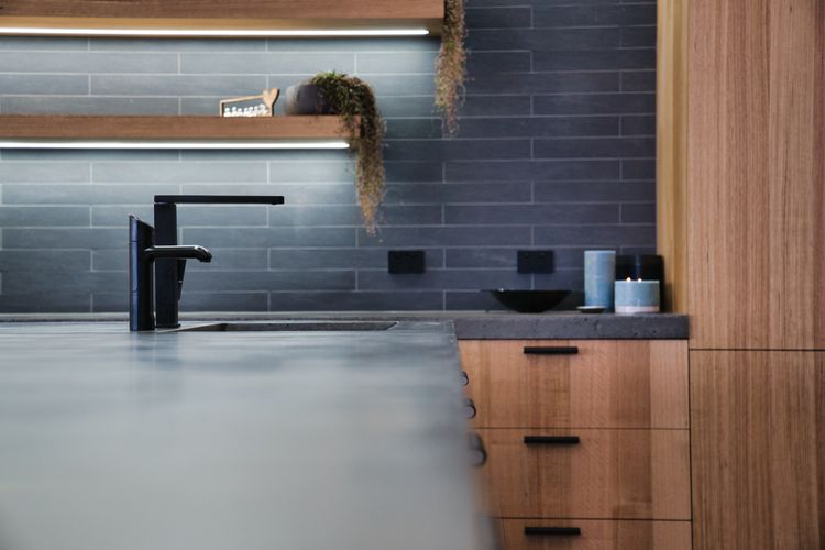 Kitchen with concrete benchtops