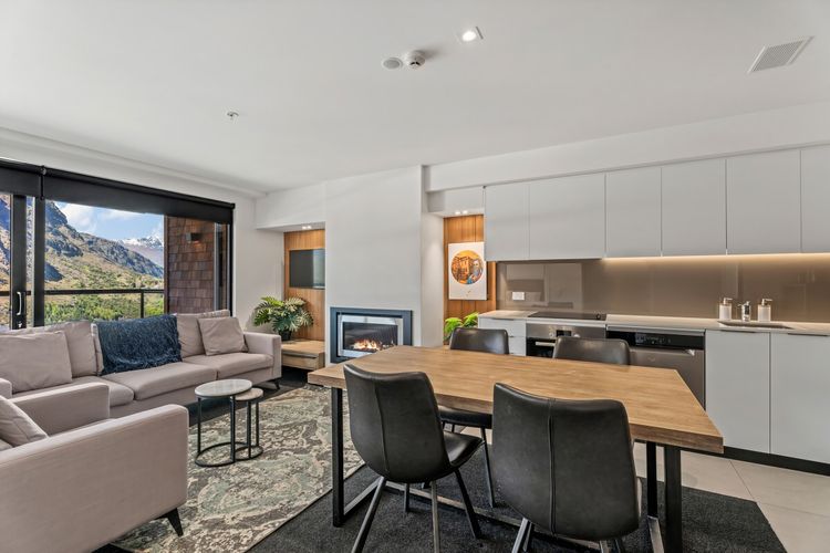 Dining table comfortably seats 4 guests