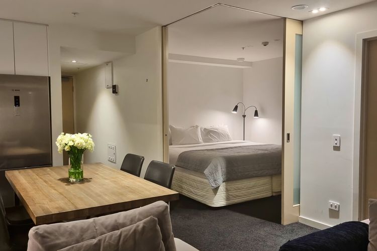 Bedroom two is an internal bedroom with sliding doors.