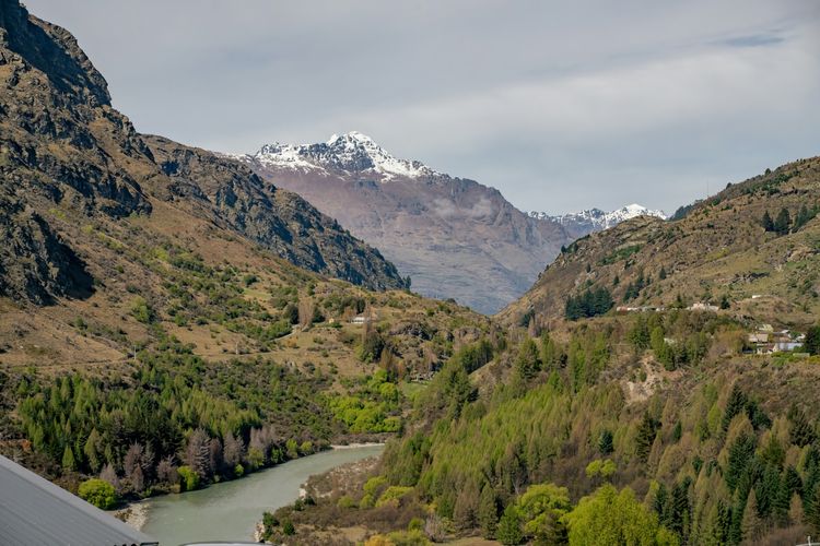 Views to the South West show Cecil Peak and the Shotover River, famous for its thrilling jet boat rides!