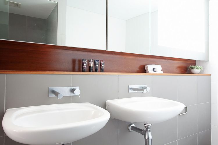 Sleek bathroom with vanity sink