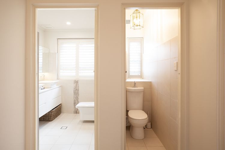 Sleek and modern: your luxurious bathroom retreat.