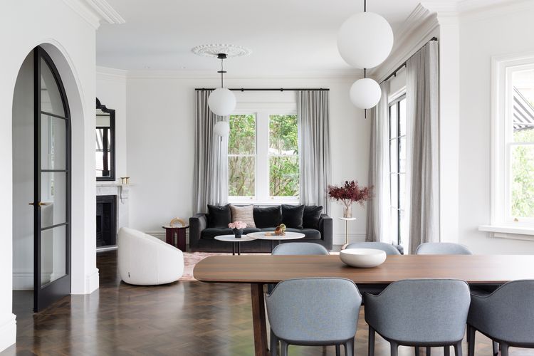 Dine around the formal dining table.