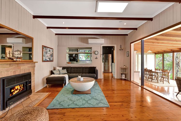 Fireplace and living area