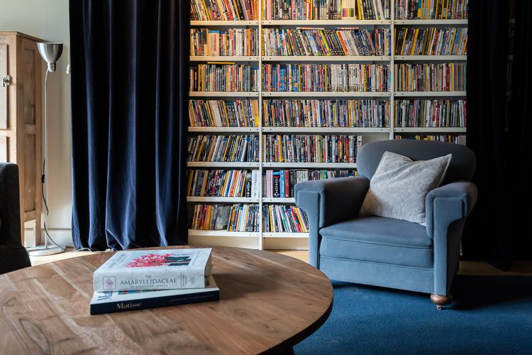 Media room with thousands of DVDS 