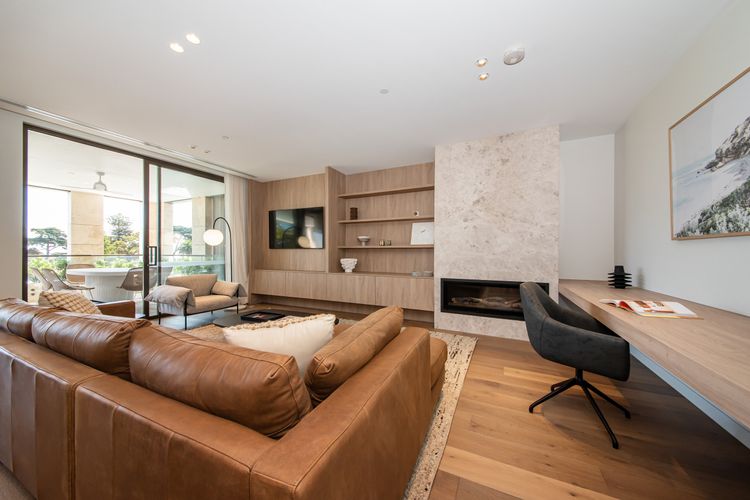 Living with fireplace and Study area