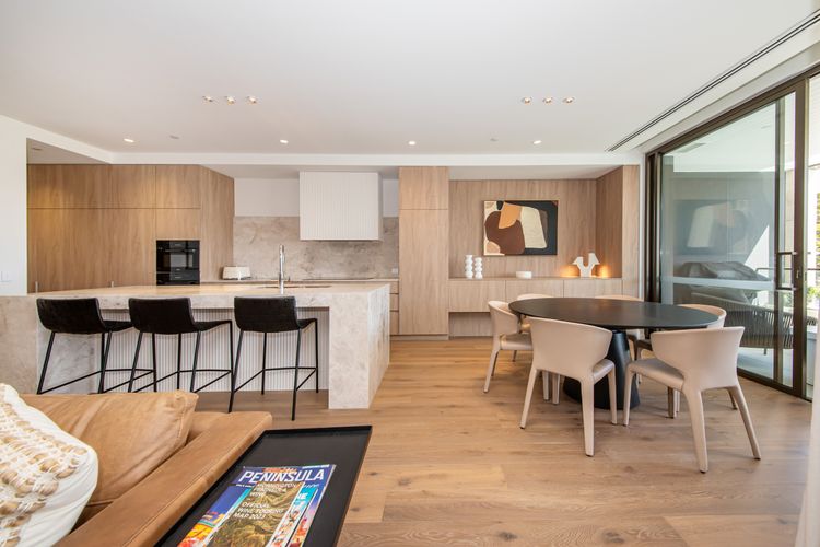 Kitchen/Dining opening out to balcony with sea views
