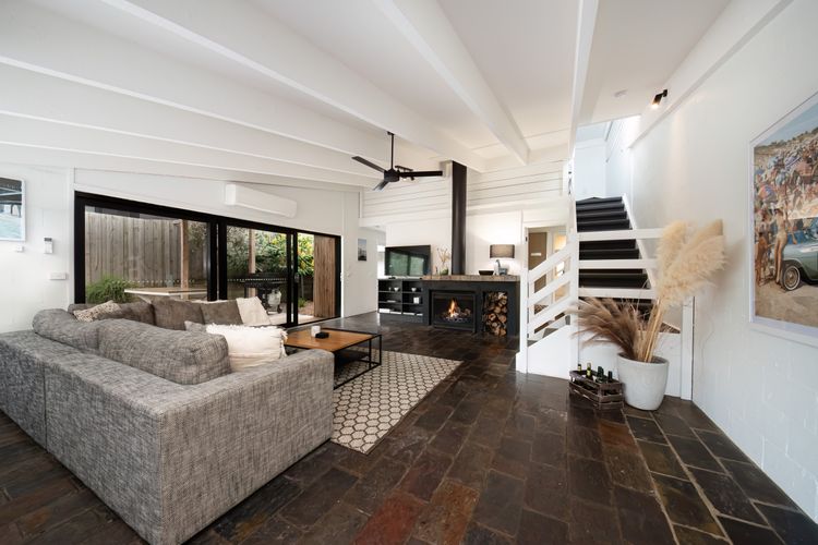 Main living with wood fireplace 
