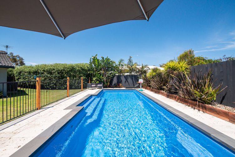 Large solar and gas heated pool 