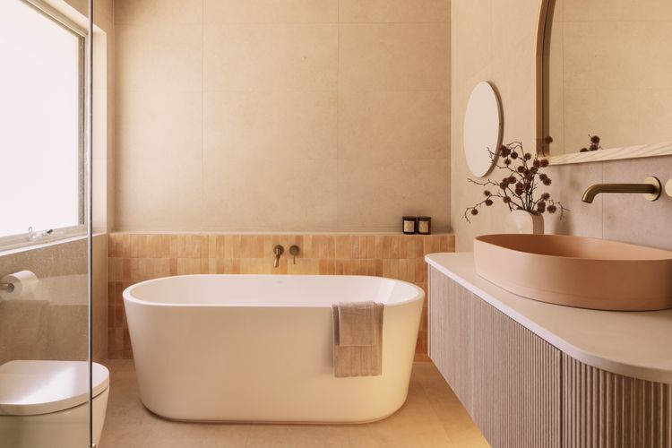 Stunning bathroom with bath and shower 