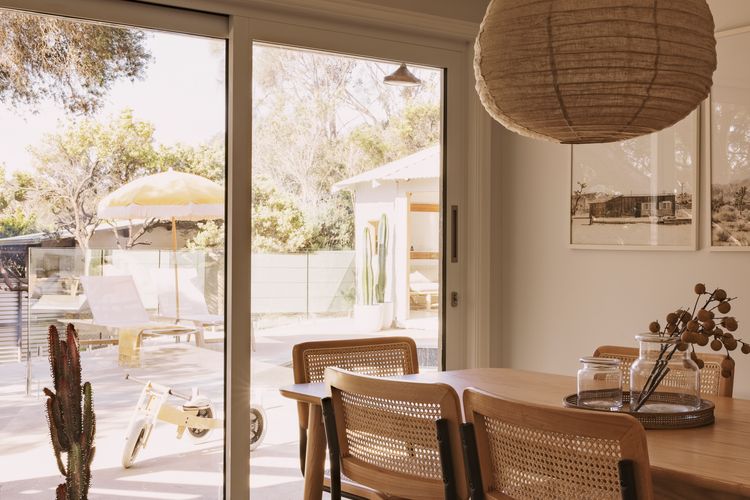 Dining with views out to the back yard