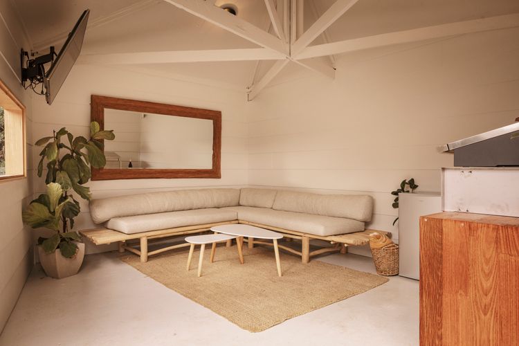 Pool house with seating and BBQ