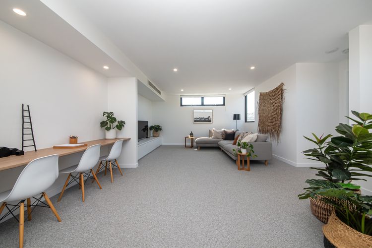 Upstairs living with desk area