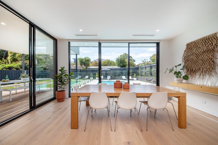 Dining table overlooking the pool