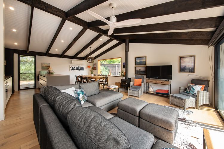 living area with high ceilings