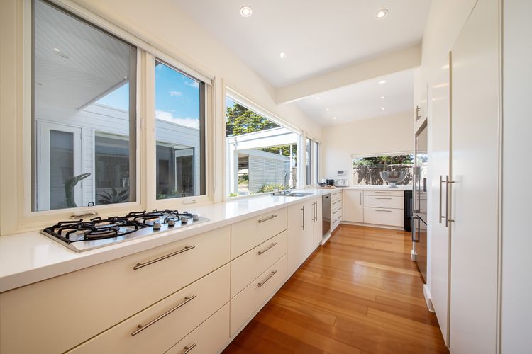Modern kitchen with a built-in stove top
