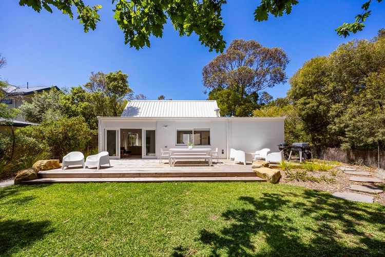 Backyard with BBQ and seating area 