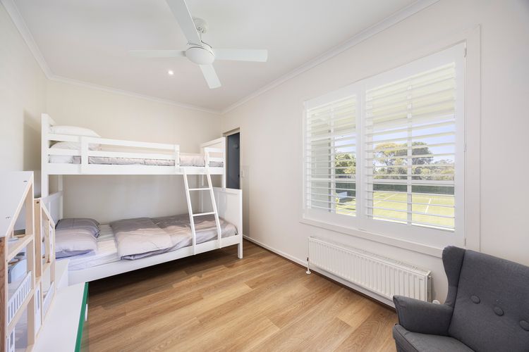 Bedroom four with double bunk and single above