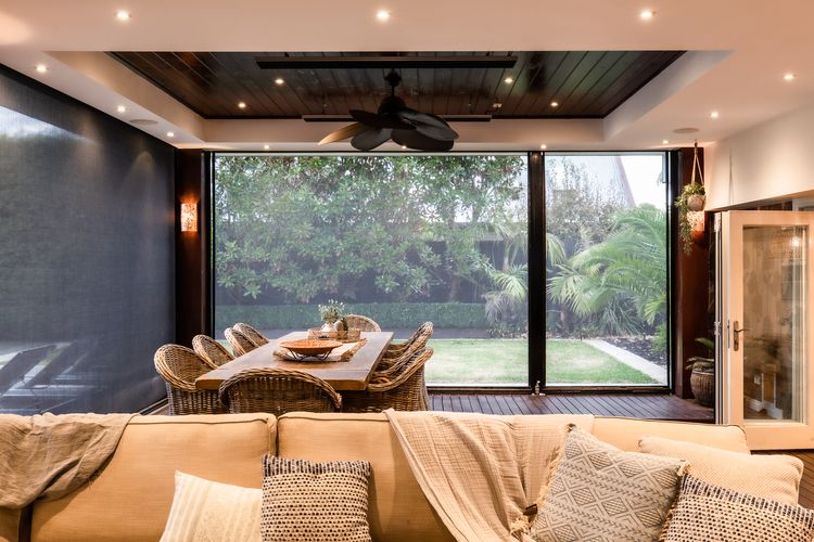 Out door living and dining plus fireplace