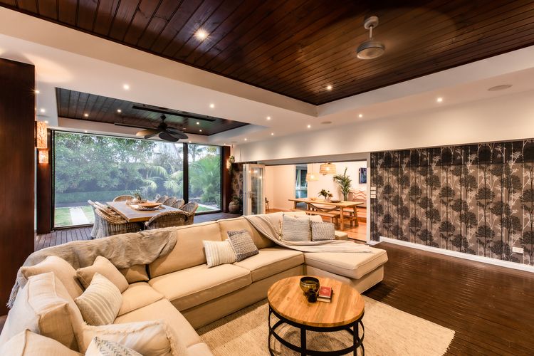 Living room with spacious couch