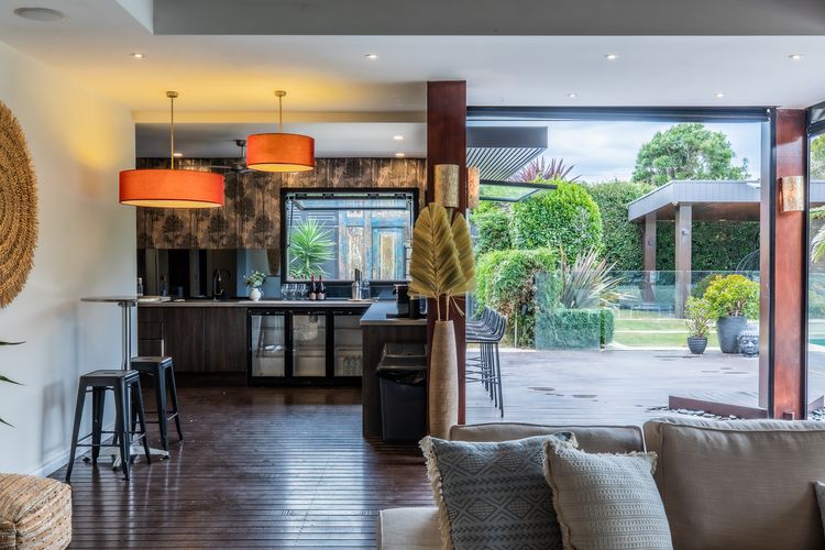 Kitchen and a view of the back deck