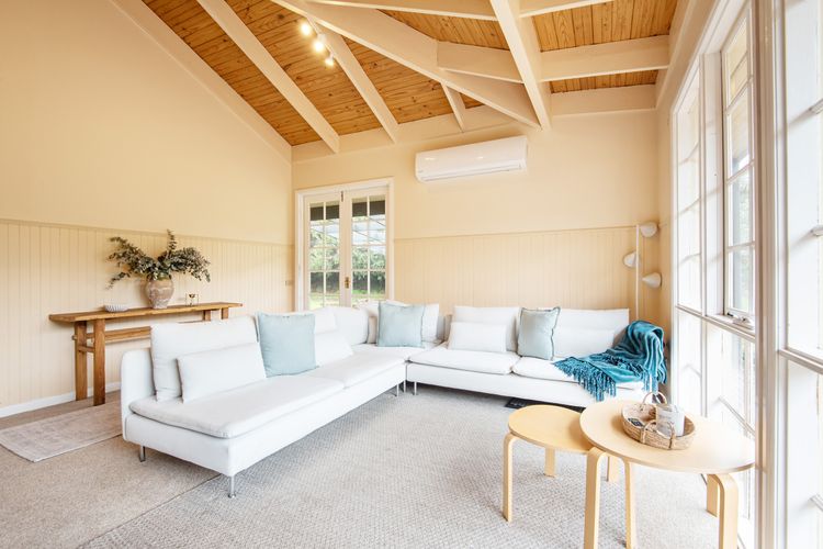 Welcome to our spacious living room.