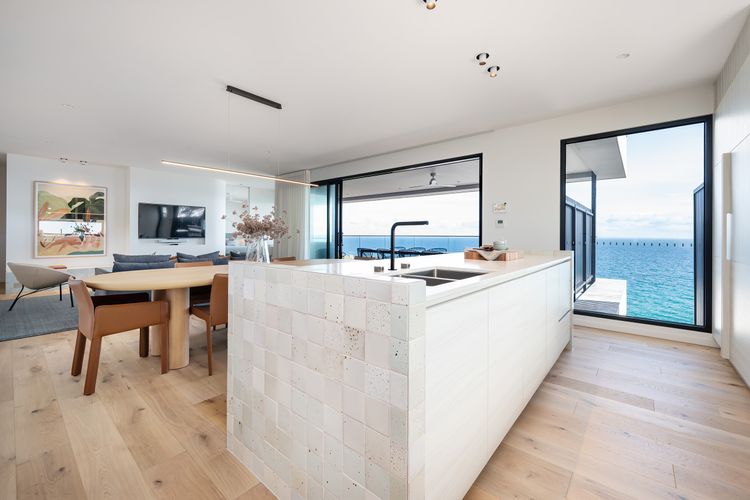 Water views from the kitchen and dining 
