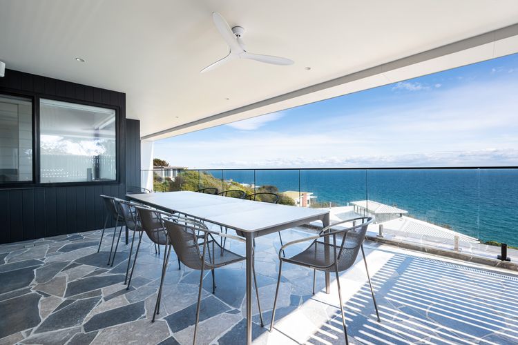 Water views from the outdoor dining area 