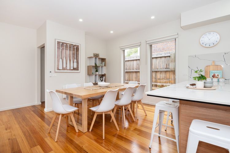 Spacious dining area with seating for 8