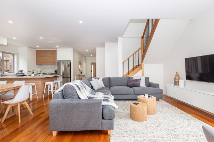 Open plan downstairs living, dining and kitchen area