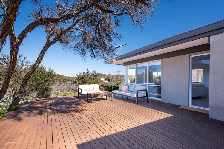 Spacious deck with seating area