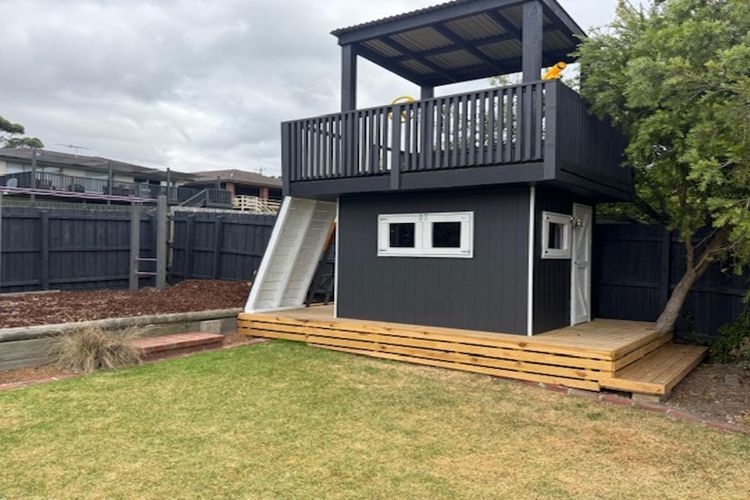 Amazing brand new Cubby for children with slide, climbing space and monkey bars!