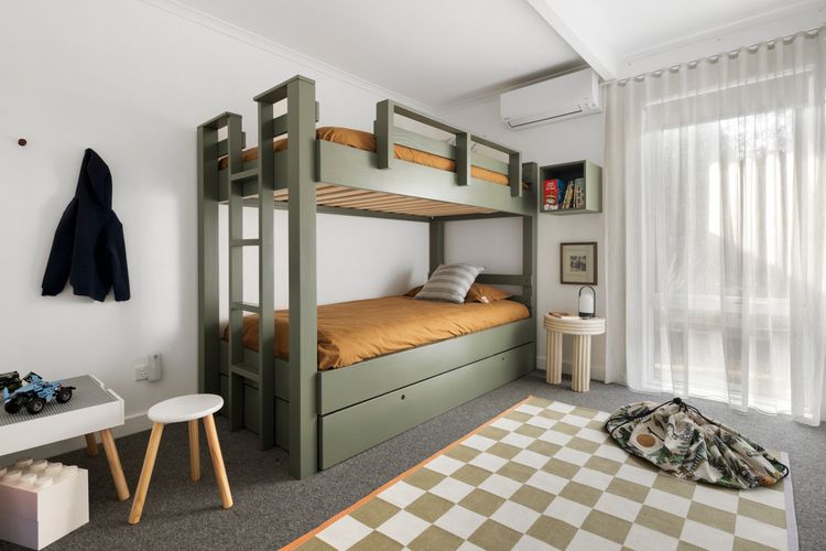 Bedroom four with King single bunk beds and a trundle, perfect for children