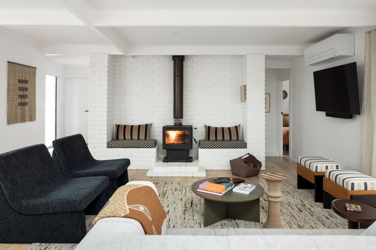 Lounge area with a cosy fireplace