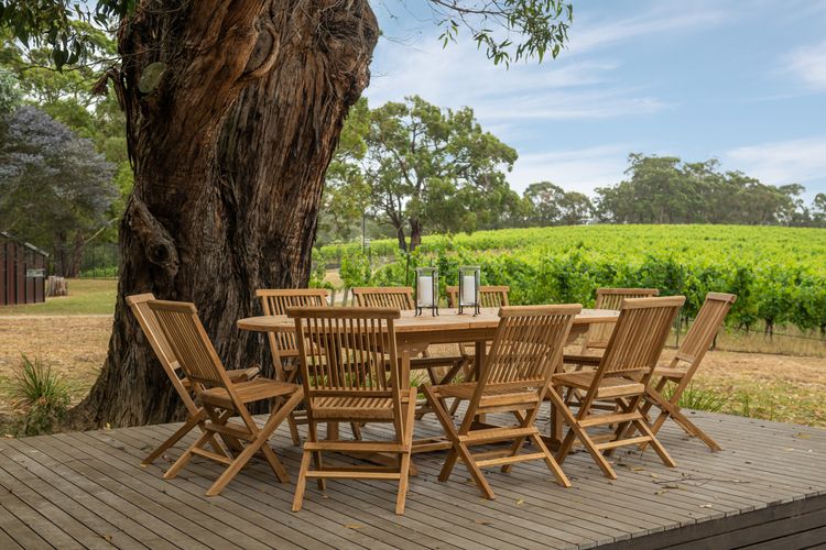 Alfresco dining looking over the vines 