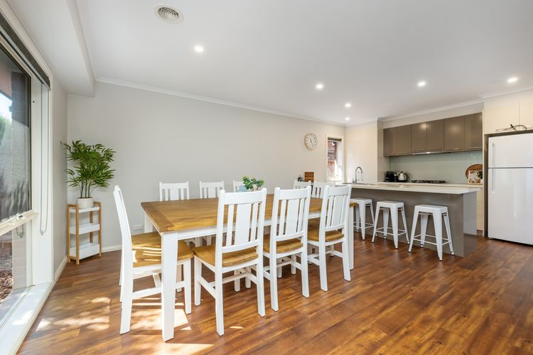 Spacious dining table with seating for ten people