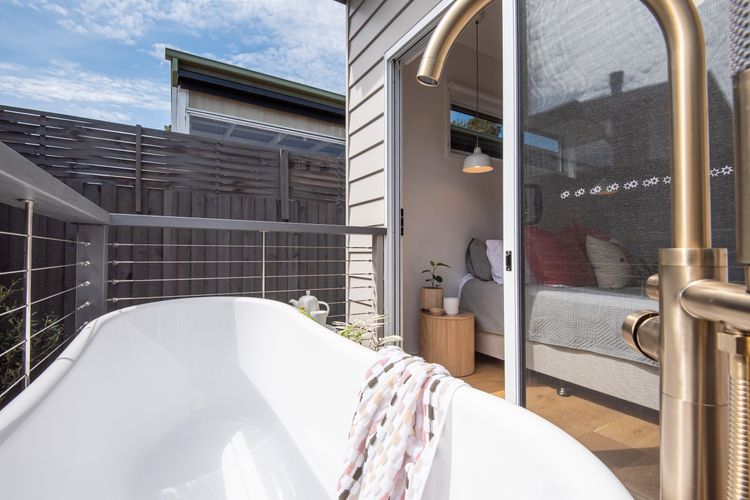 Enjoy our luxurious bathtub, the epitome of relaxation and comfort.