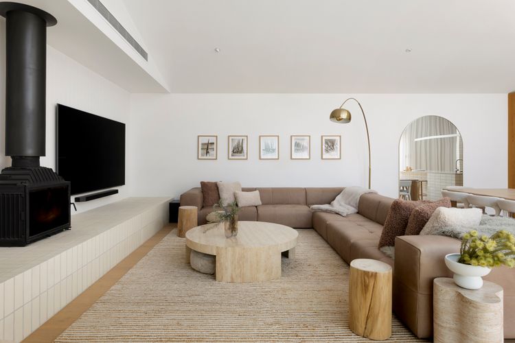Lounge room with Wood Heater 