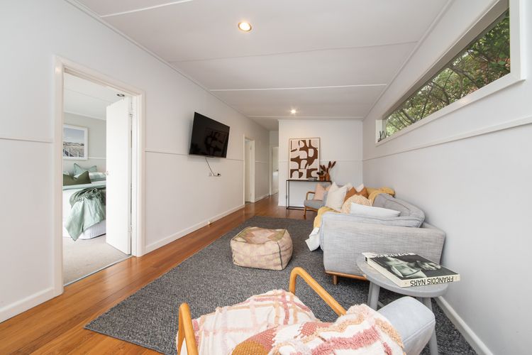Living area with smart TV and split system