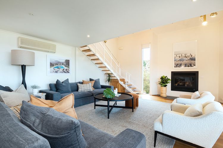 Living Room with Open Fireplace