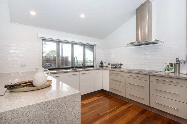 Modern kitchen with bifold servery