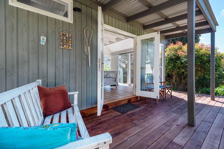 Patio surrounded by the garden 