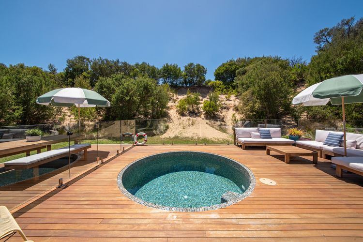 Gas heated mineral plunge pool over looking the sandune