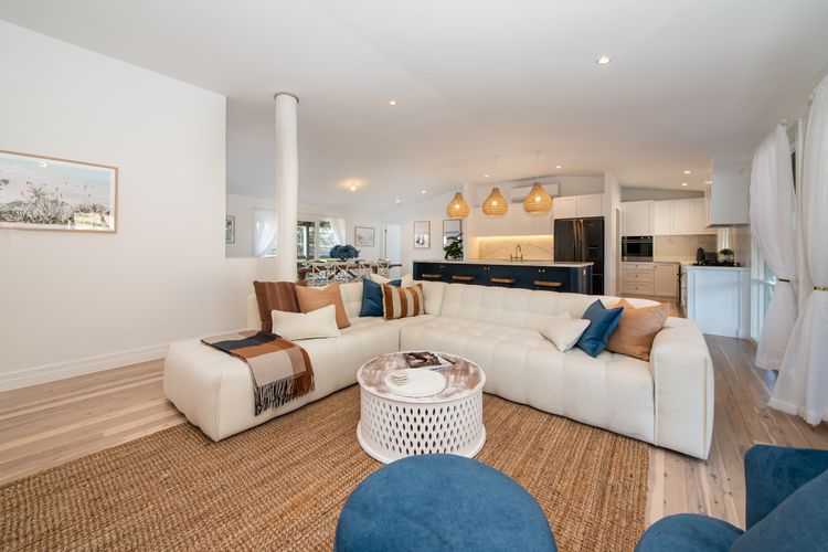 Main living room with fireplace, living and stunning kitchen 