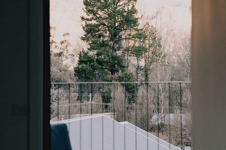 Looking out to the balcony from the kitchen/hallway.