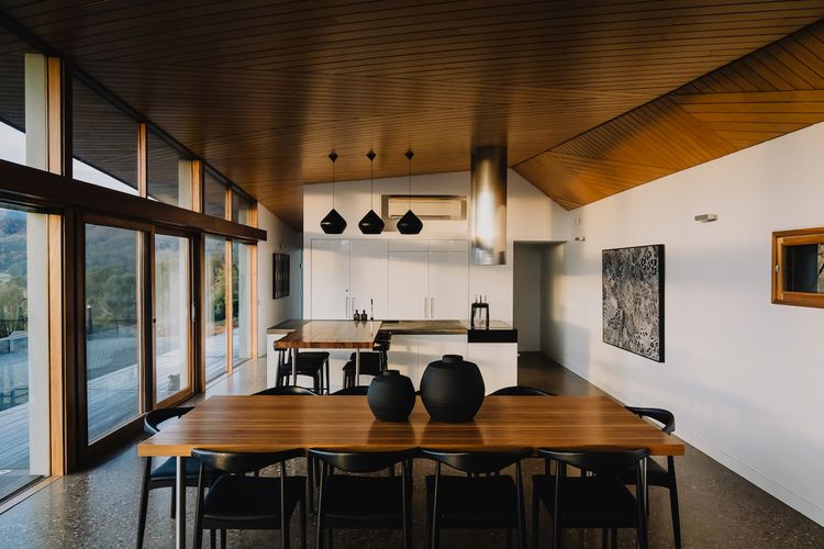 Looking over from the lounge area - dining and kitchen.
