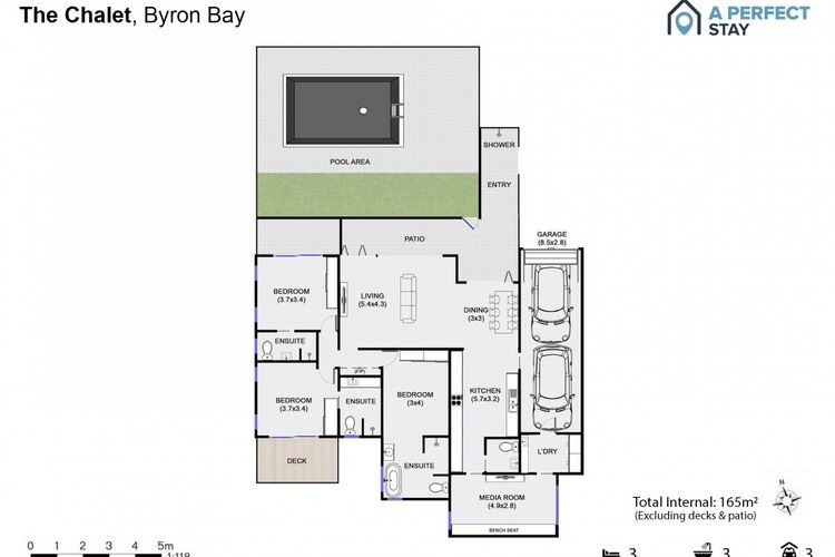 The Chalet – designer 3 BR retreat with pool